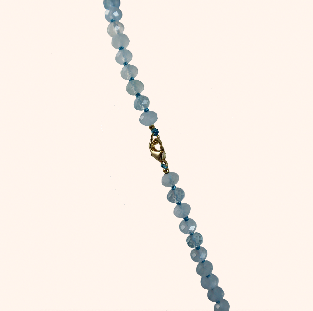 Lace Akoya Cultured Pearl Necklace with Diamonds and Aquamarine